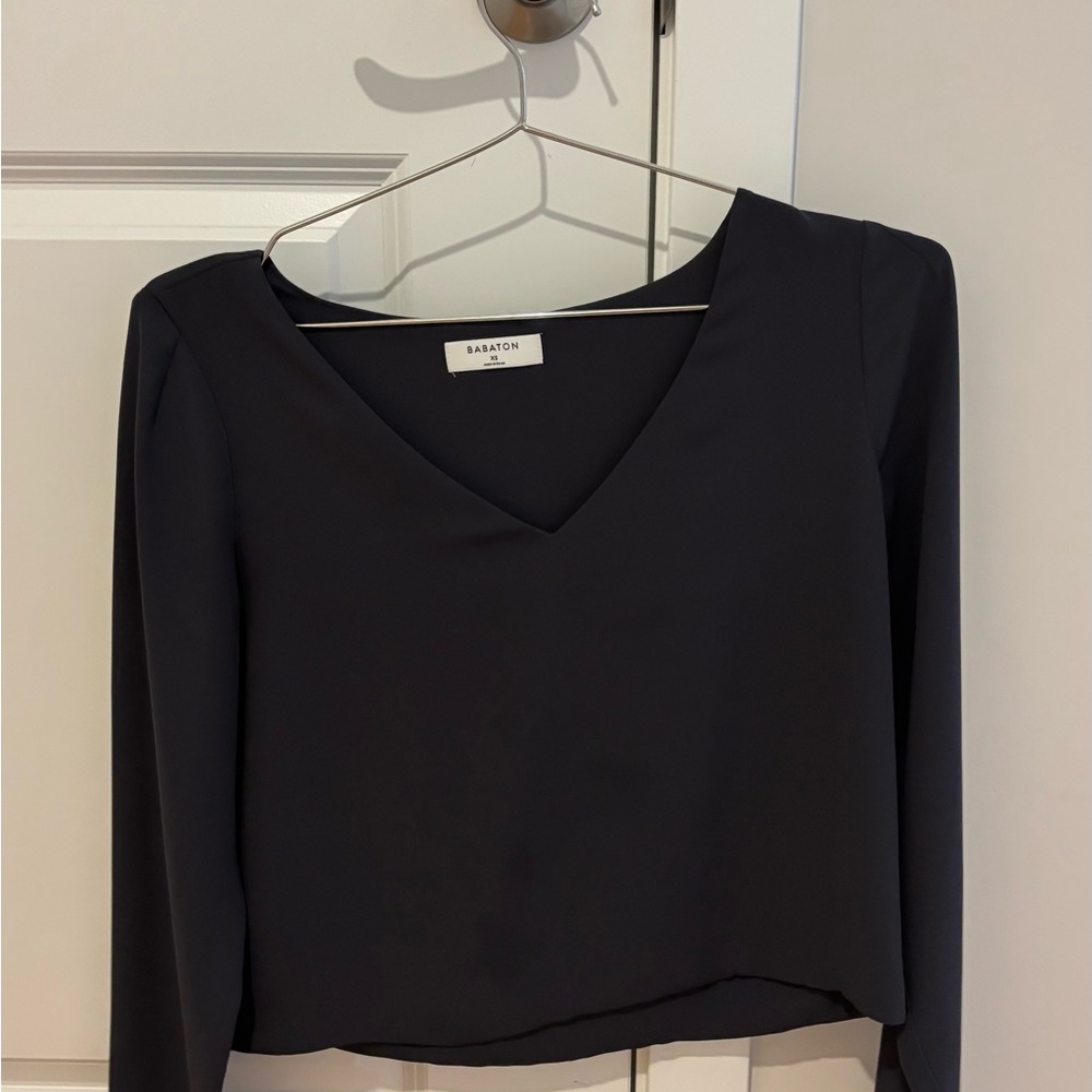 Babaton Elegant Black V-Neck Blouse
